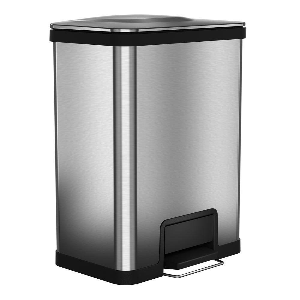 Halo 13 Gal. AirStep Stainless Steel Kitchen Step Trash Can With Odor Filter