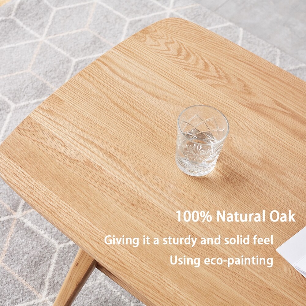 Solid Wood Coffee Table  Simple Elegant Center Table  Oak   39“