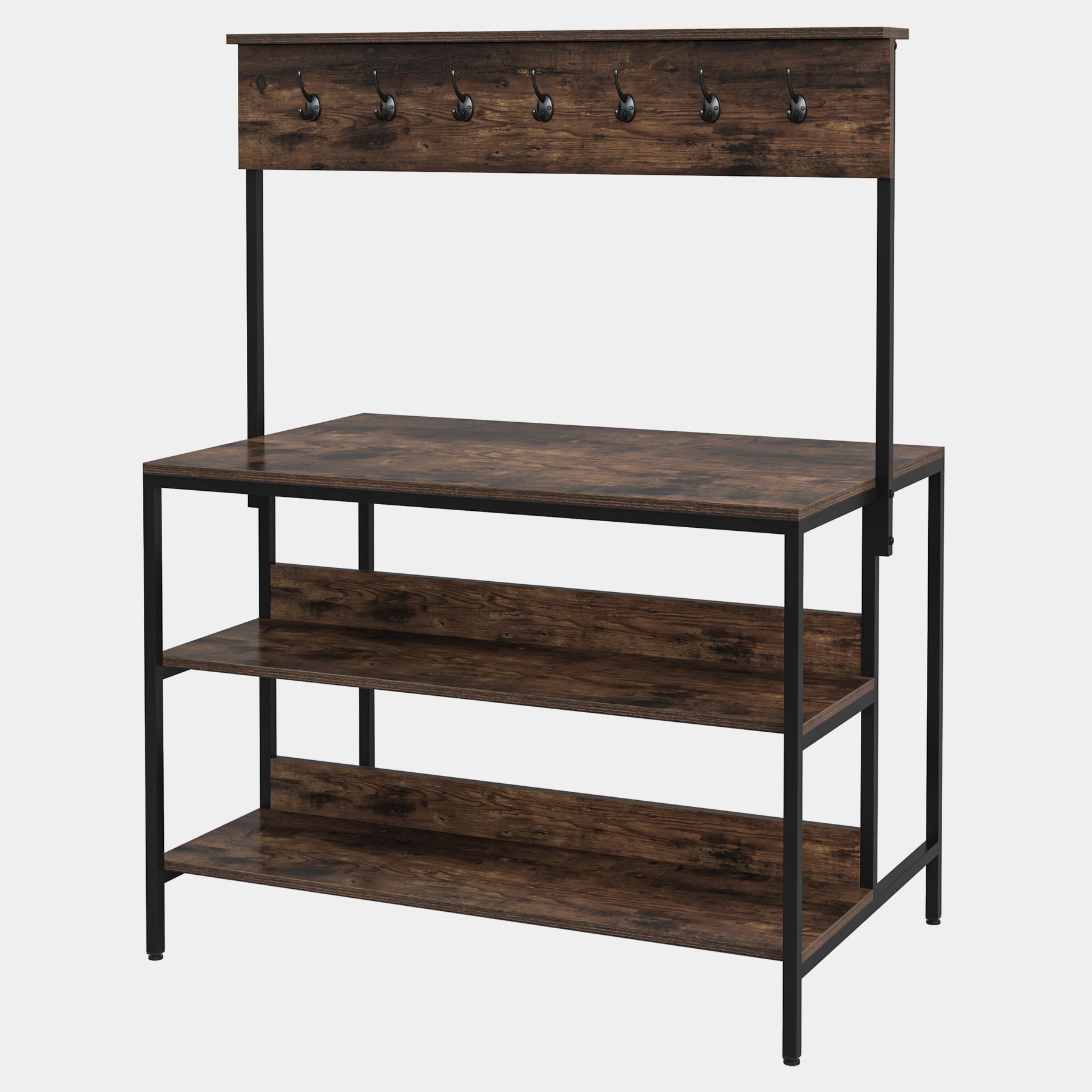 3 Tiers Kitchen Island Kitchen Storage Shelf with 14 Hooks