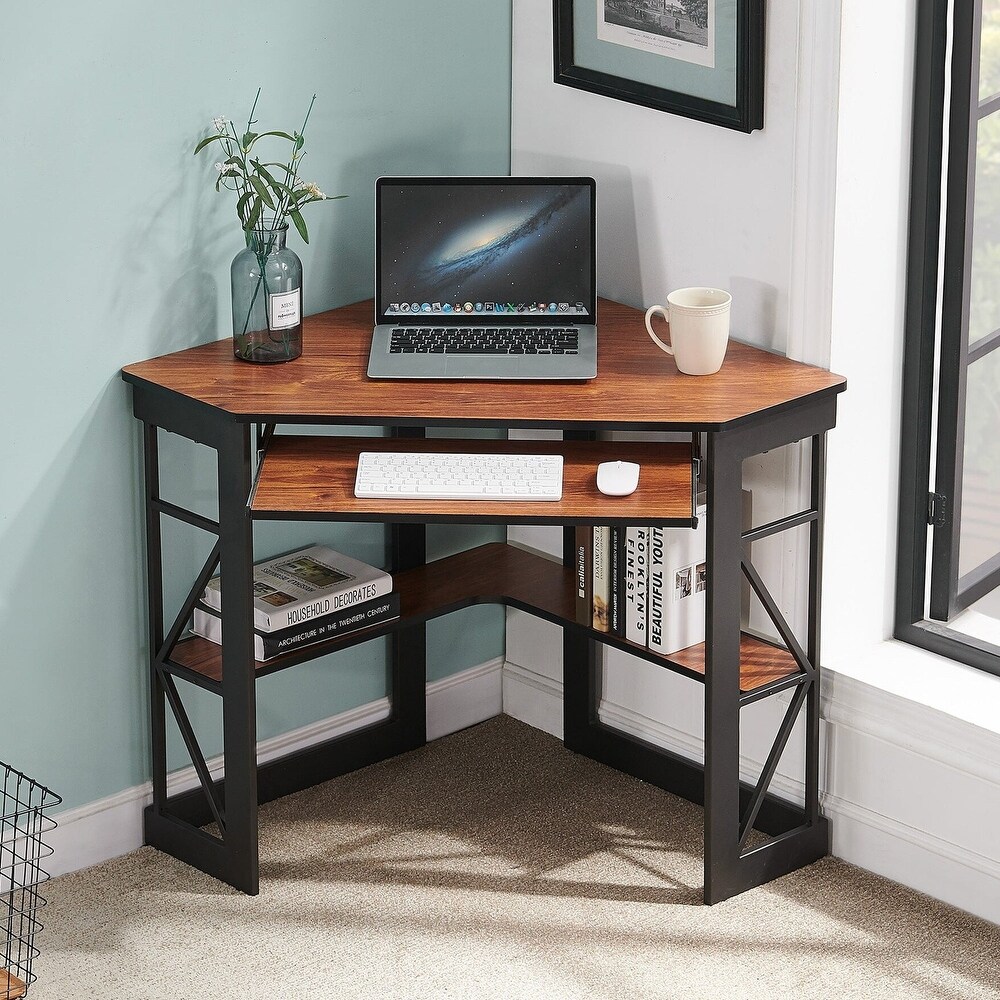 VECELO Triangle Corner Desk  Office/Computer/Writing Desk for Student Apartments