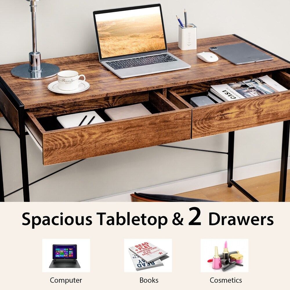 Costway Computer Desk Metal Frame Study Table Home Office Workstation