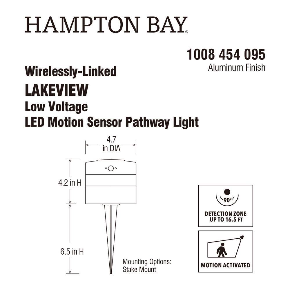 Hampton Bay Lakeview Low Voltage Silver Hardwired LED Weather Resistant Path Light KXX1501LX-01AL