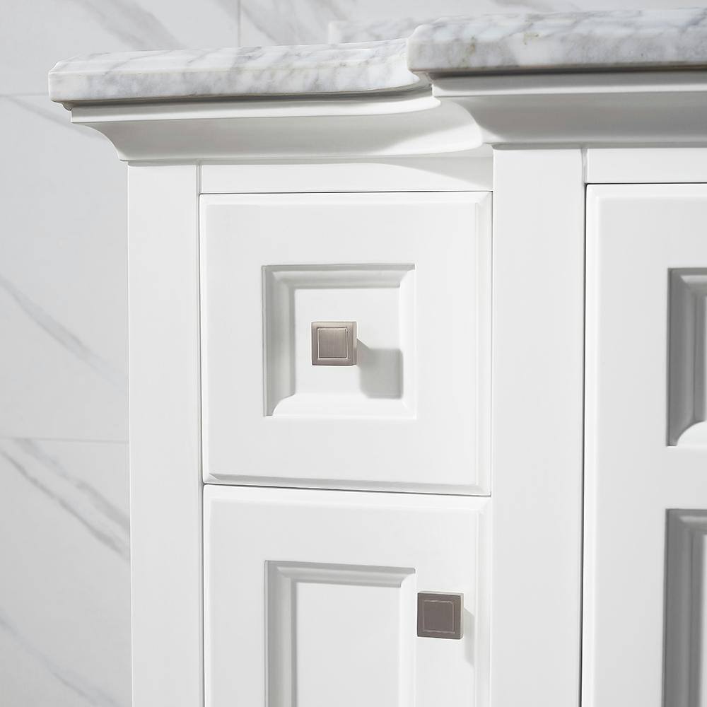 Home Decorators Collection Sassy 42 in. W x 22 in. D x 35 in. H Bath Vanity in White with Marble Vanity Top in White with White Sink Sassy 42