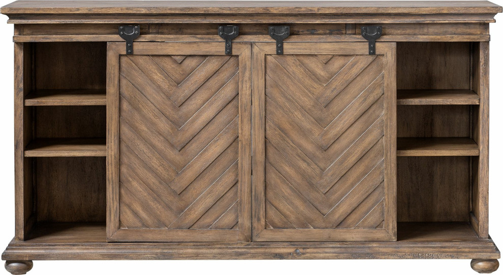 Primalia Barn Door Media Console   Traditional   Entertainment Centers And Tv Stands   by HedgeApple  Houzz