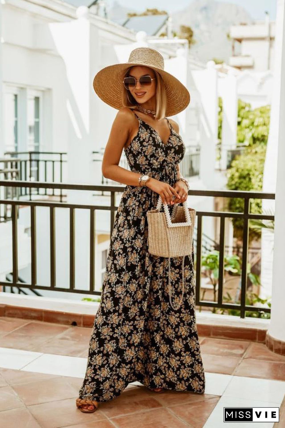 Elegant Spaghetti Strap Loose Sleeveless Maxi Dress