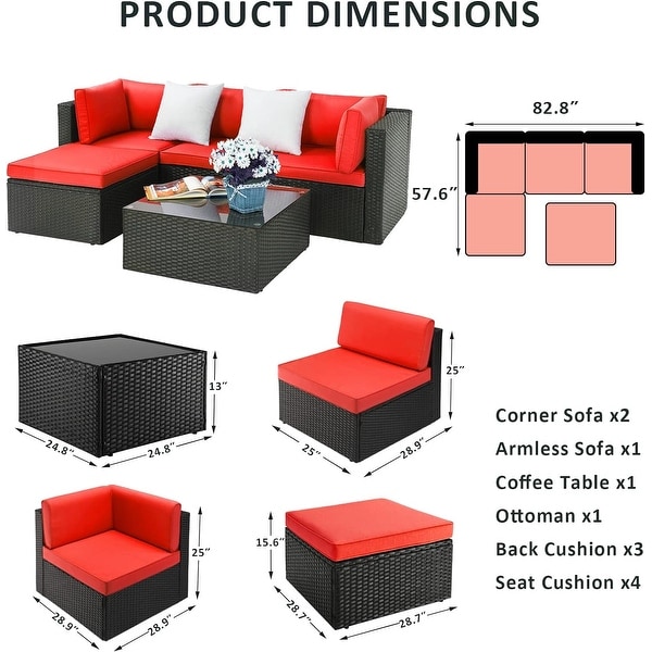 Bossin Patio Furniture Sets Outdoor Sectional Sofa All Weather PE Rattan Patio Conversation Set