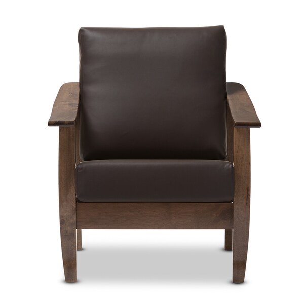 Baxton Studio Phanessa Mid-century Brown Faux Leather Accent Chair