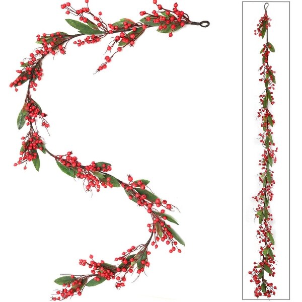 6 Foot Christmas Artificial Red Berry Garland WATER PROOF