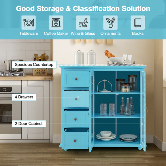 Costway 40598761 Buffet Sideboard Table Kitchen St...