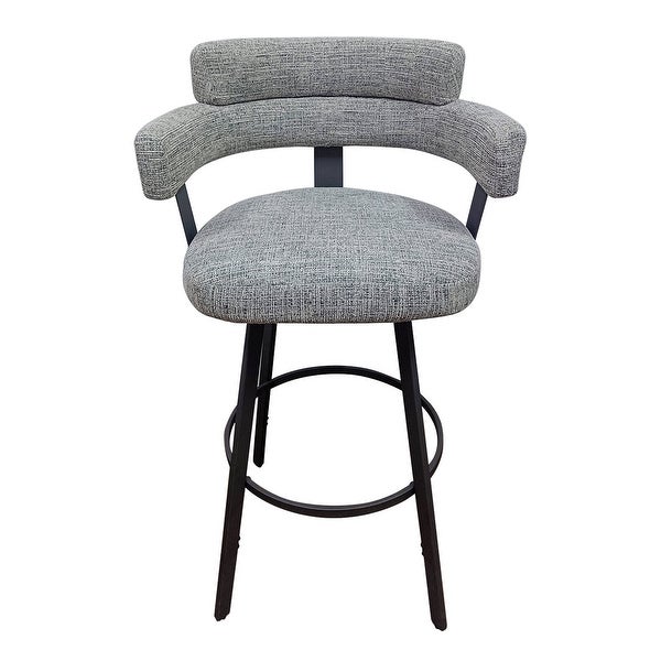 Hausfame Set of 2 Linen Swivel Counter and Bar Stool with Metal Footrest - N/A