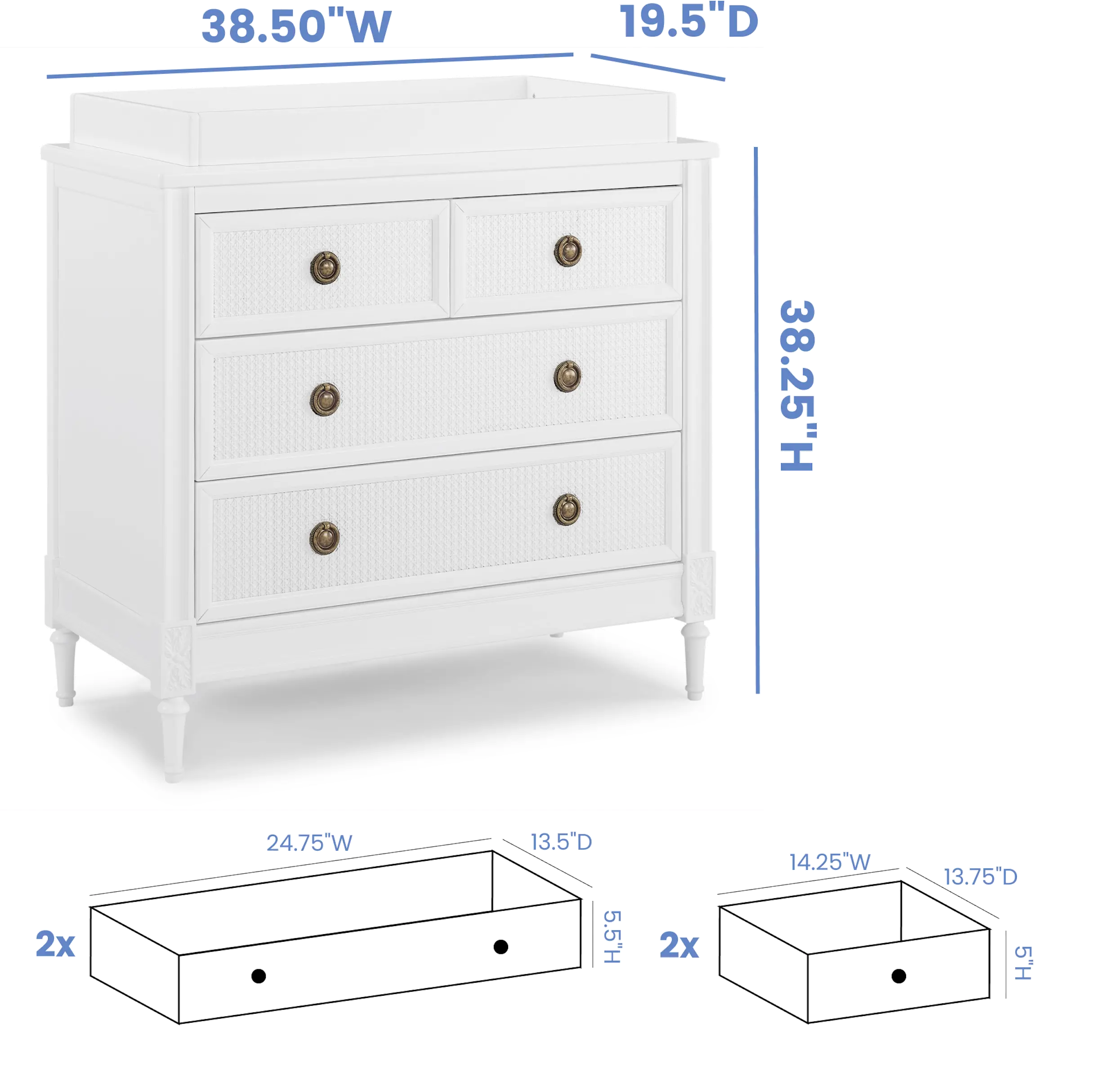 Madeline White Dresser with Changing Top