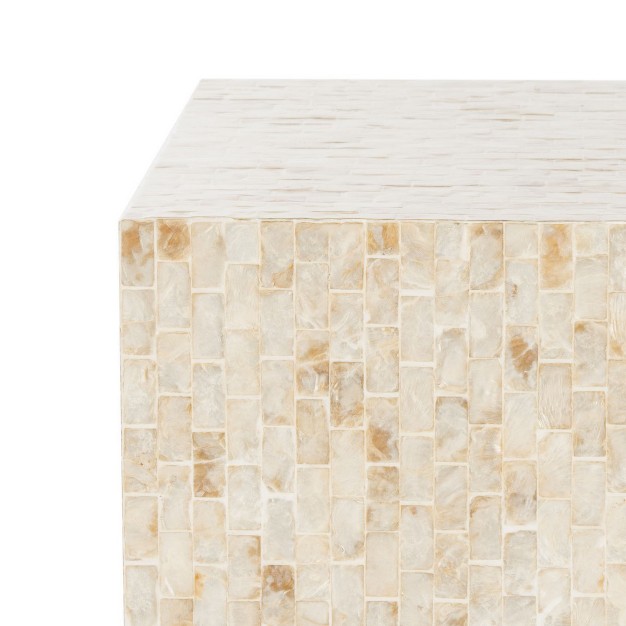 Juno Rectangle Mosaic Side Table Multi Beige gold Safavieh