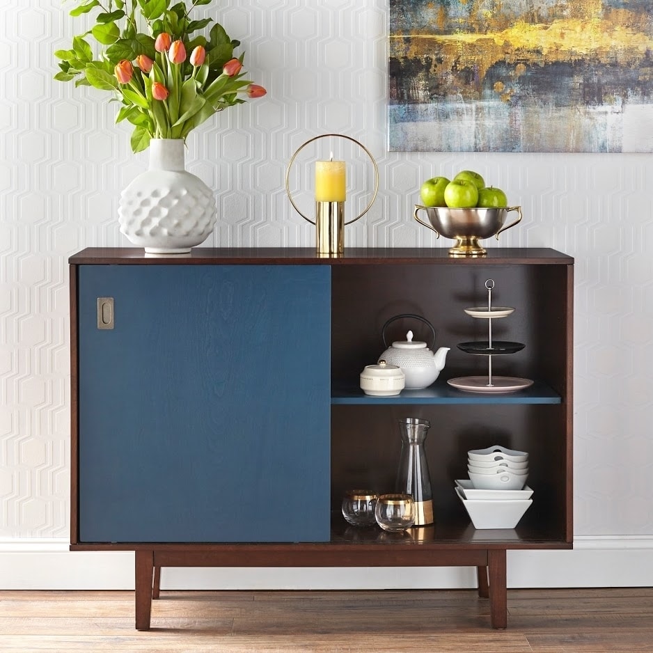 angelo:HOME TV Console/Buffet Cabinet - Menlo (blue/walnut)