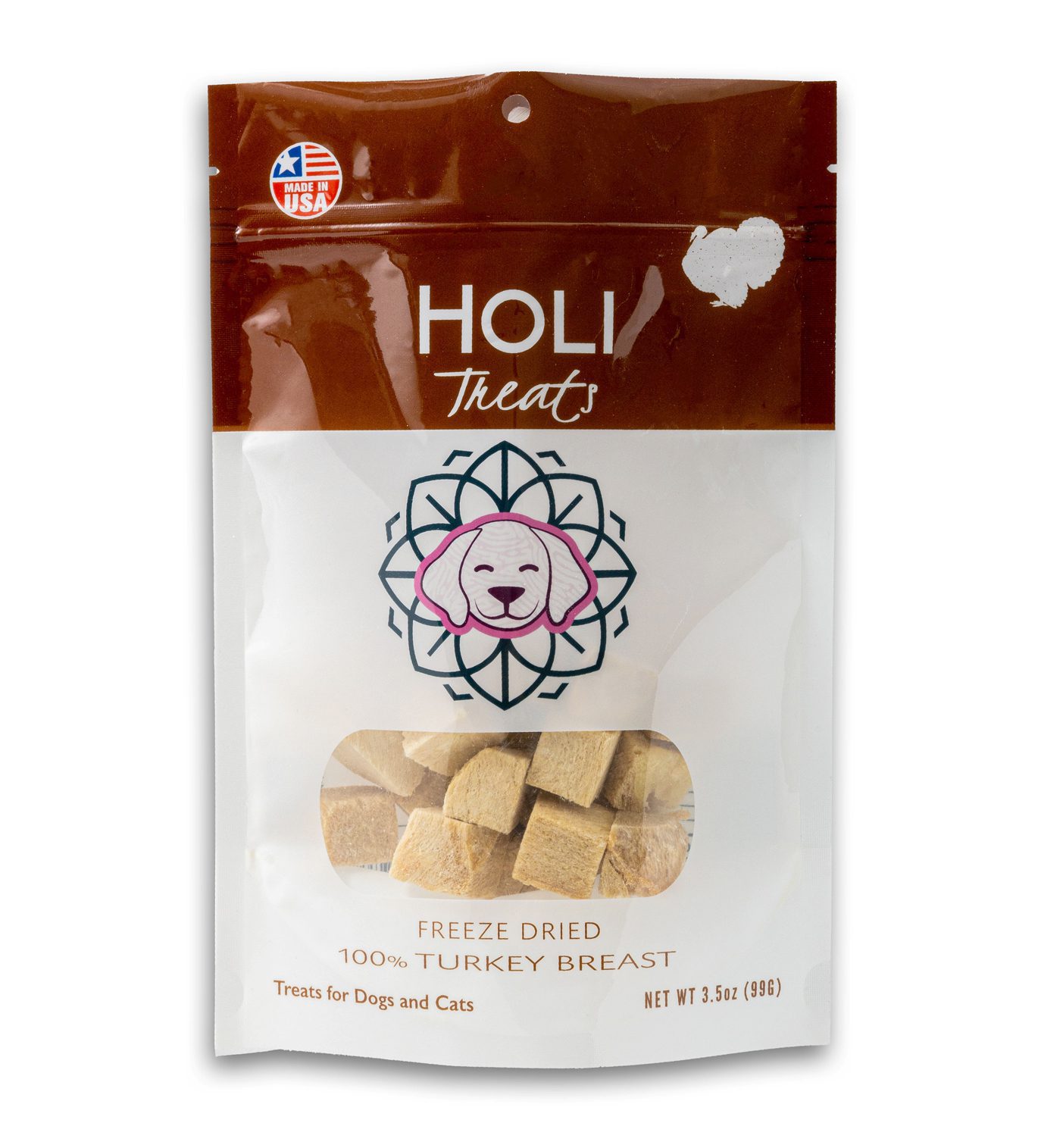 HOLI Turkey Breast Freeze-Dried Treats for Dogs and Cats， 3.5 oz