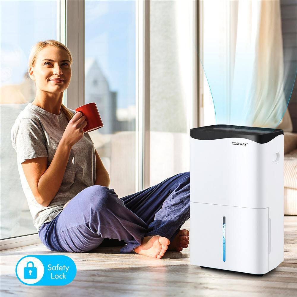 Costway 100-Pint Dehumidifier for Home  Basements wSmart App Alexa Control ES10106US-WH