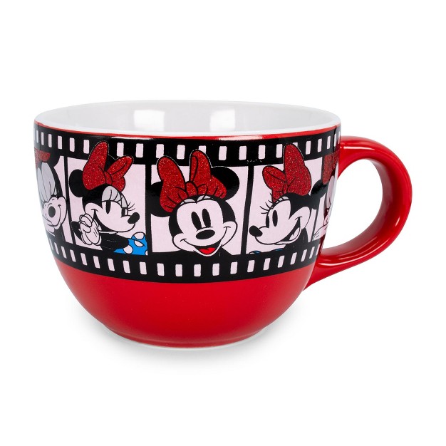 Silver Buffalo Disney Minnie Mouse Film Reel Ceramic Soup Mug Holds 24 Ounces