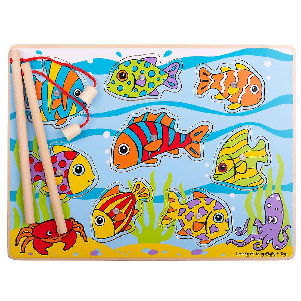 Bigjigs Toys Wooden Tropical Magnetic Fishing Game Puzzle Rod Magnet