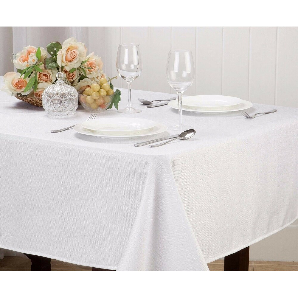 Holiday Matilda Jacquard Table Cloth   Elegant White Tablecloth for Any Occasion