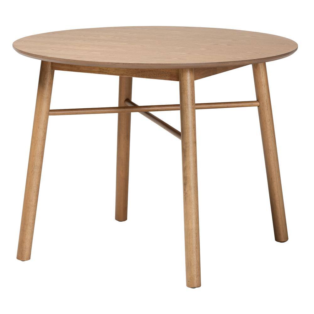 Baxton Studio Denmark 39.4 in. Round Oak Brown Wood Top Dining Table (Seats 4) 224-12947-HD