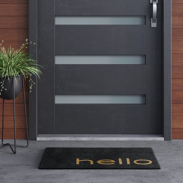 Hello Doormat Black