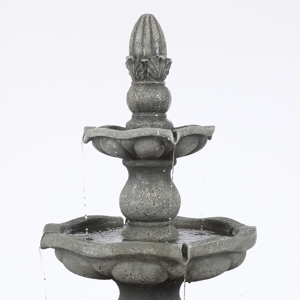 57 Inch Gray Resin 3 Tier Round Outdoor Garden Fountain