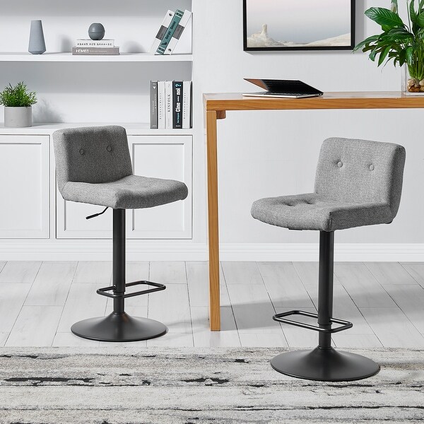 Jude KD Fabric Gaslift Swivel Bar Stool， (Set of 2)