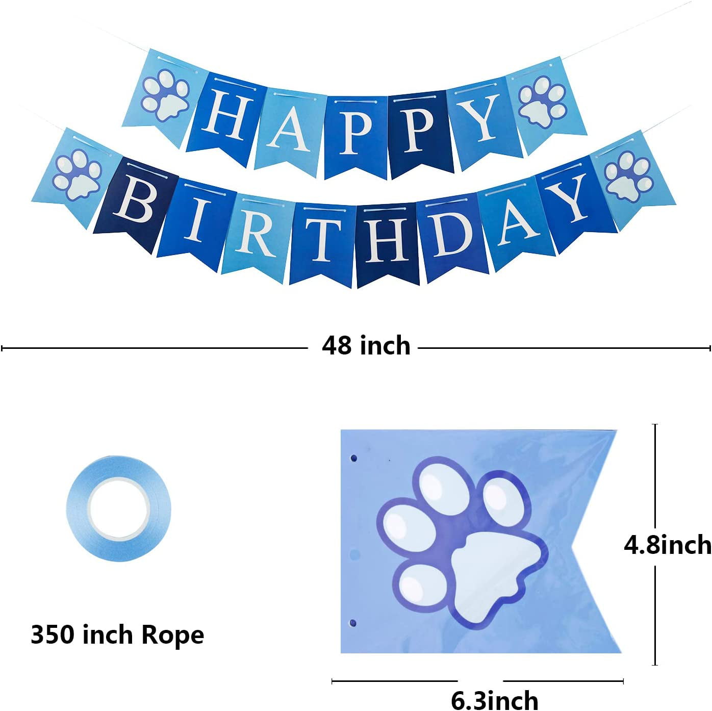 TCBOYING Dog Birthday Bandana， Dog Birthday Boy Hat Scarfs Flag Balloon with Cute Doggie Birthday Party Supplies Decorations(11-Piece Set)