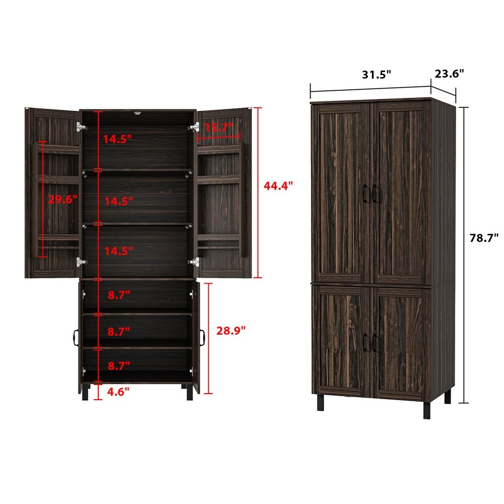 Dark Wood Grain Storage Cabinet Versatile and Stylish Organizer Pantry   31.5\