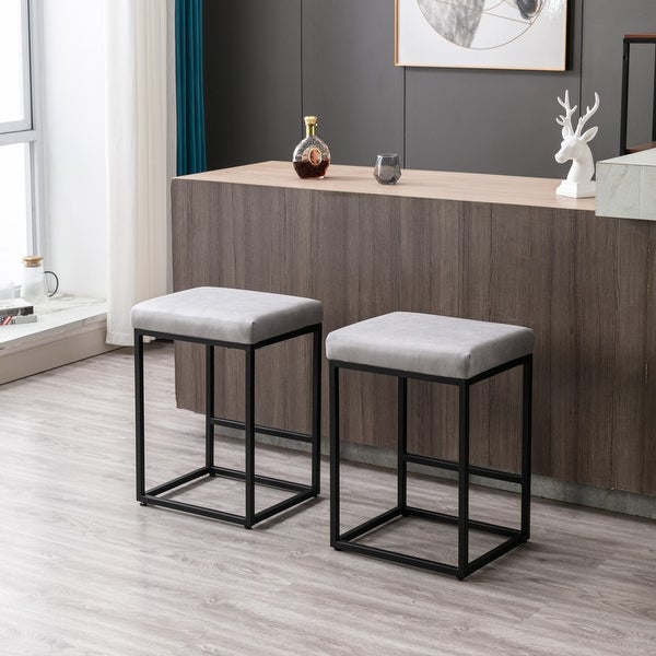 Backless Modern Barstools with Faux Leather