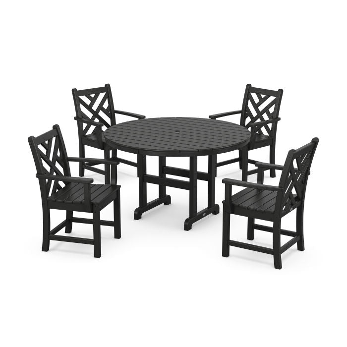 Polywood Chippendale 5-Piece Round Farmhouse Dining Set PWS122-1