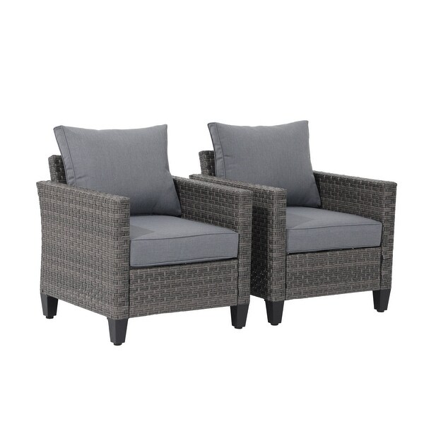 Patio 2 Pieces Wicker Single Chairs with Cushions