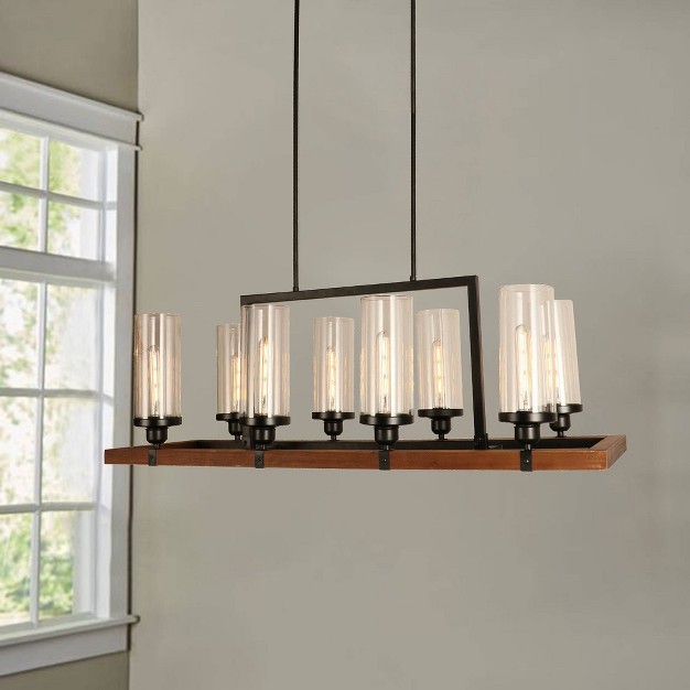 X 14 quot X 35 quot Baneli Kitchen Island Chandelier With Clear Glass Shade Black Warehouse Of 