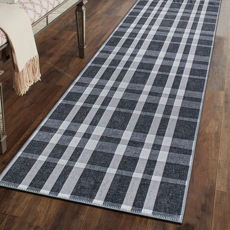 World Rug Gallery Modern Plaid Machine Washable Area Rug