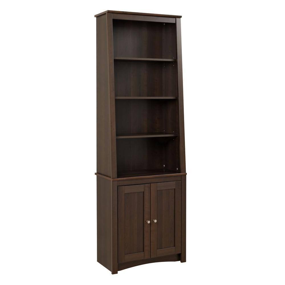 Prepac 80 in. Espresso Wood 4-shelf Standard Bookcase with Doors ESBH-0002-1