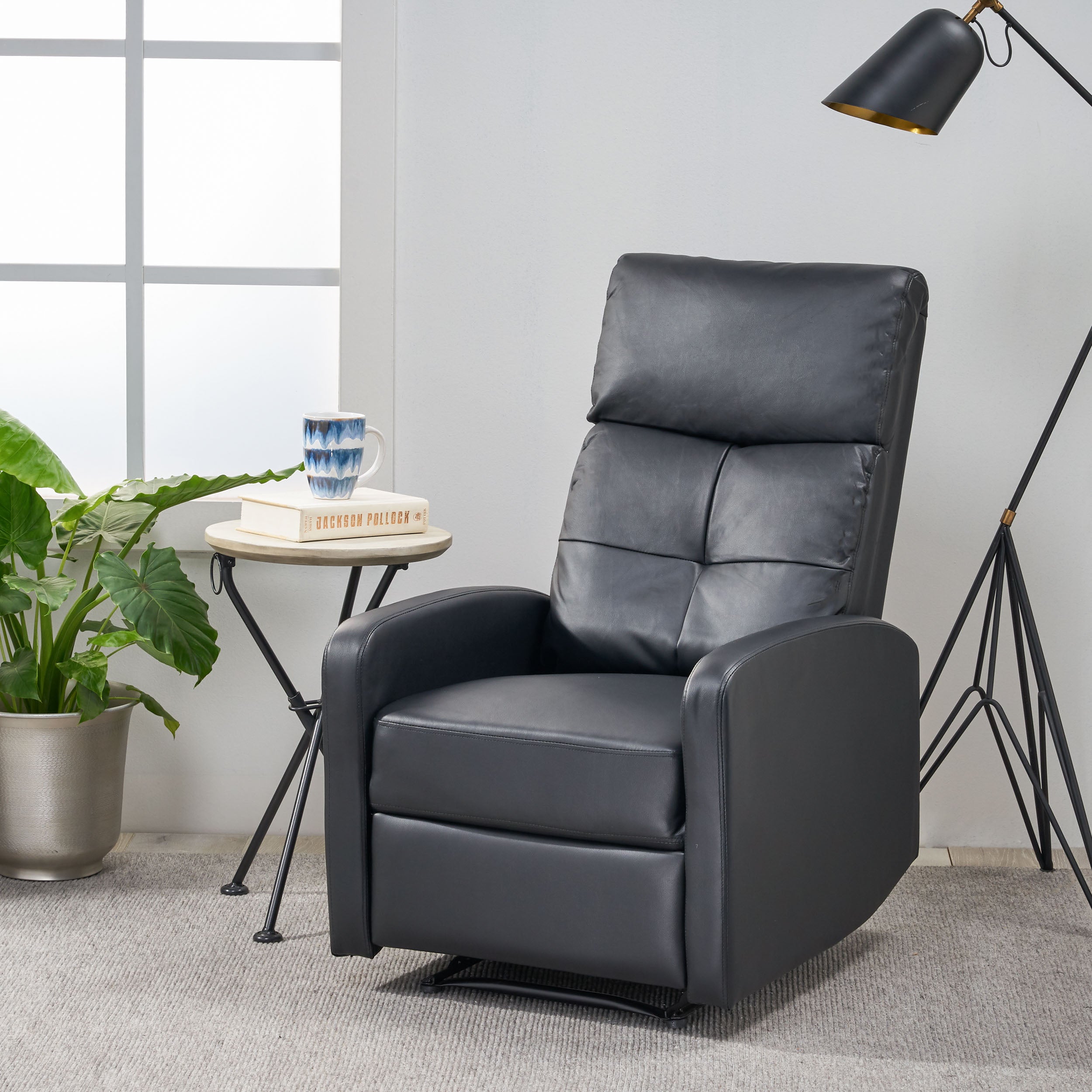 Teyana Contemporary Pillow Top Leather Recliner