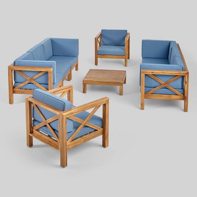 Brava 9pc Acaia Wood Patio Conversation Set Christopher Knight Home