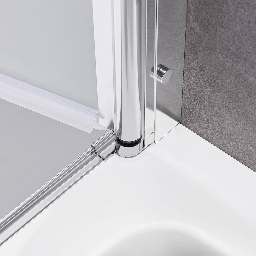 OVE Decors Molly 34.8 in. W x 57.99 in. H Pivot Frameless Tub Door in Chrome 15BGP-MOLL34-CH