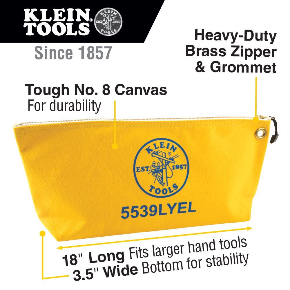 Canvas Tool Bag with Zipper， Yellow