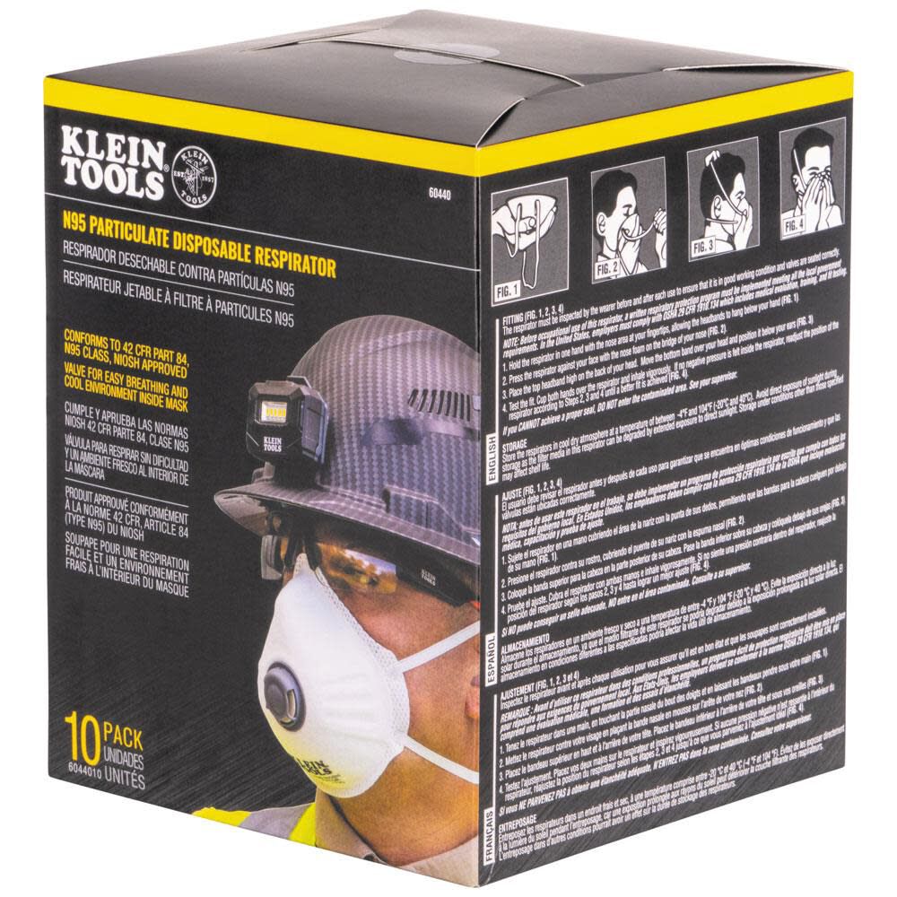 Klein Tools N95 Disposable Respirator 10pk 6044010 from Klein Tools