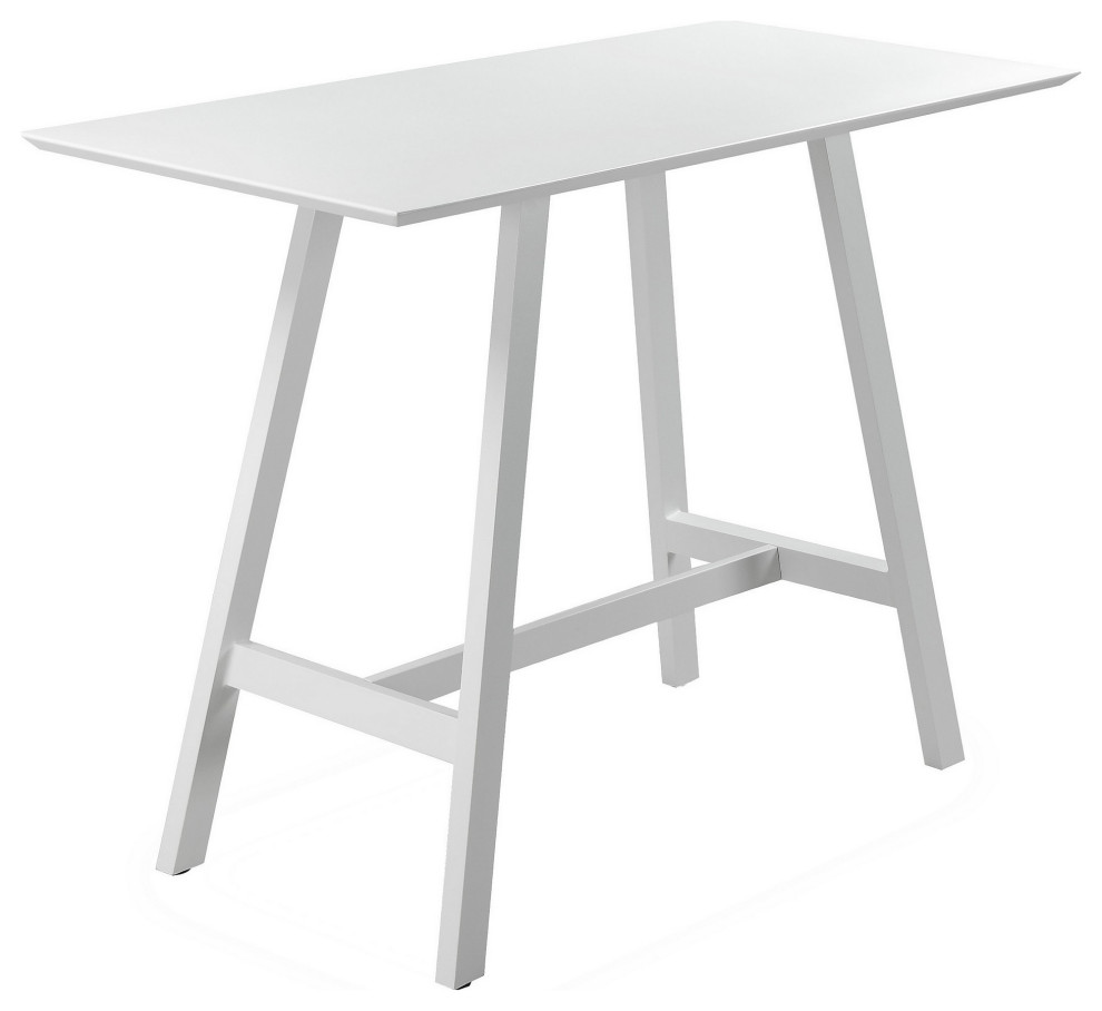 Benzara BM287784 Bar Table  Classic White Aluminum Frame  Rectanglular Top   Contemporary   Outdoor Pub And Bistro Tables   by Uber Bazaar  Houzz