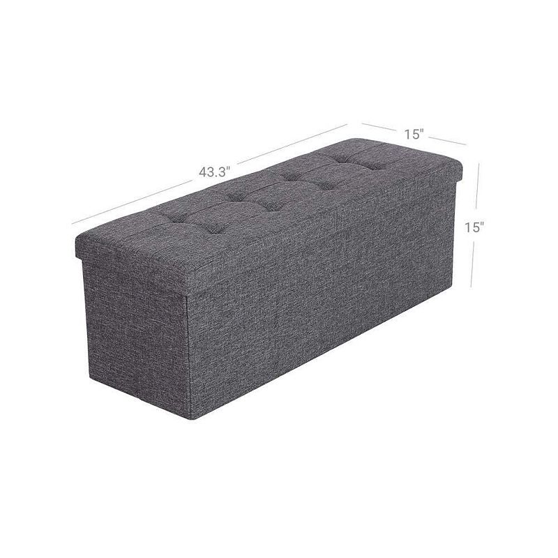 BreeBe Gray Folding Fabric Storage Ottoman Bench