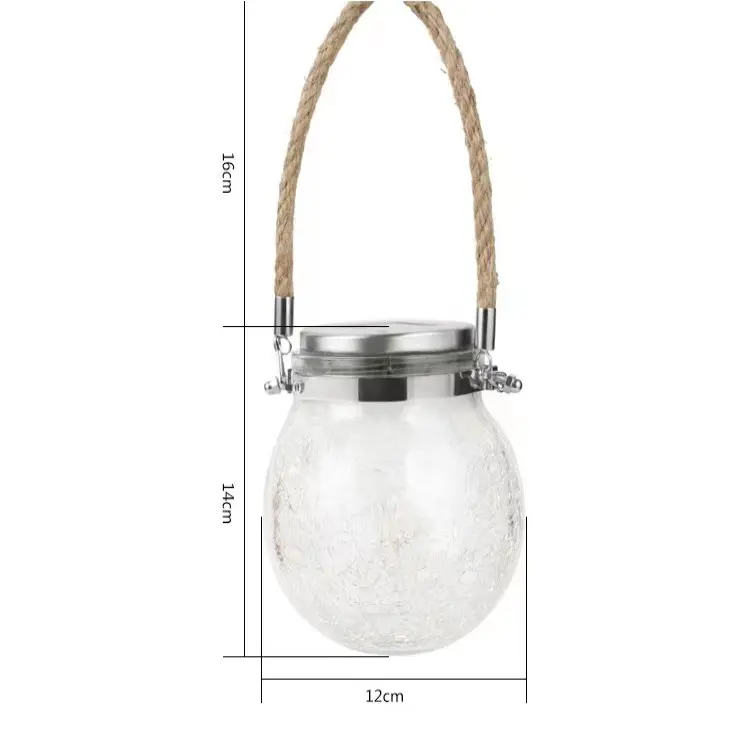 Solar Led Lamp Crack Ball Glass Jar fairy lighting Outdoor Garden Decoration Tree Lamp