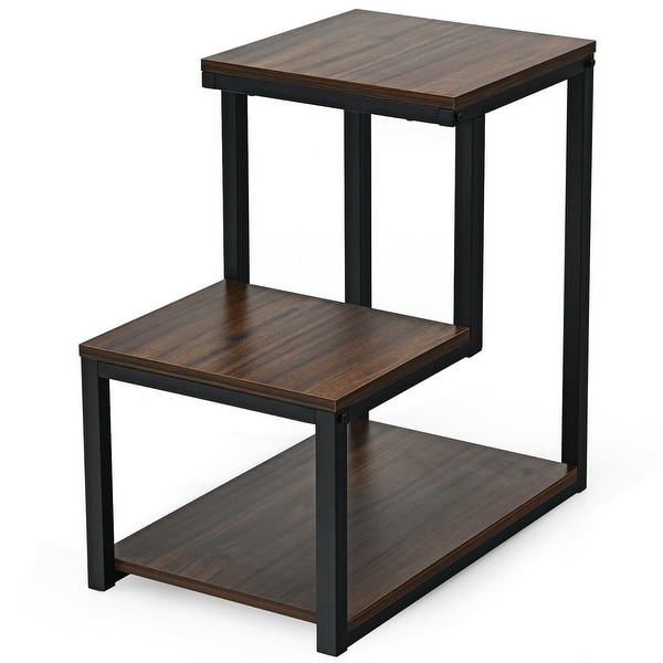 Costway 3-Tier End Table Side Table Night Stand W/ Storage Shelf for