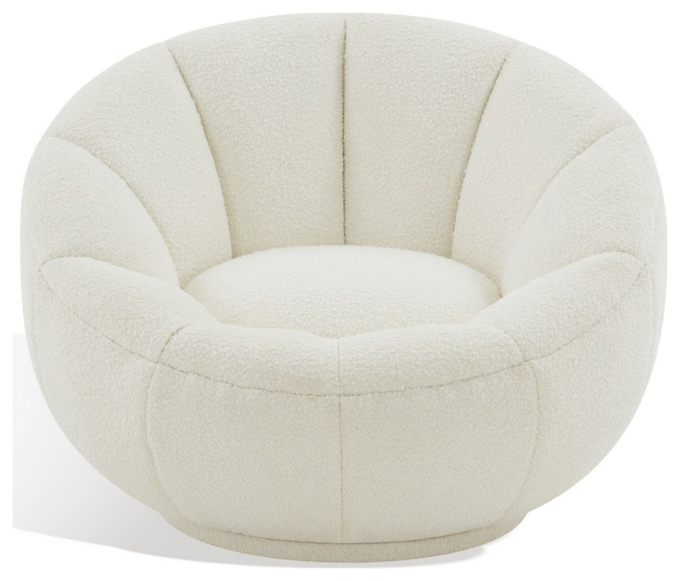 Safavieh Couture Evarose Boucle Swivel Chair Ivory   Contemporary   Armchairs And Accent Chairs   by Safavieh  Houzz