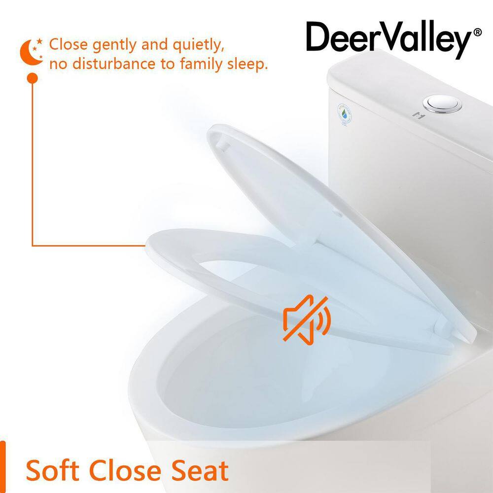 DEERVALLEY DeerValley Symmetry 12 in. Rough in Size 1-Piece 1.28 GPF Single Flush Elongated Toilet in White Seat Included DV-1F52807