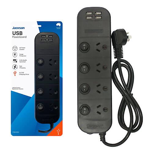 Jackson Industries USB Charging Powerboard (4 Outlet Black)