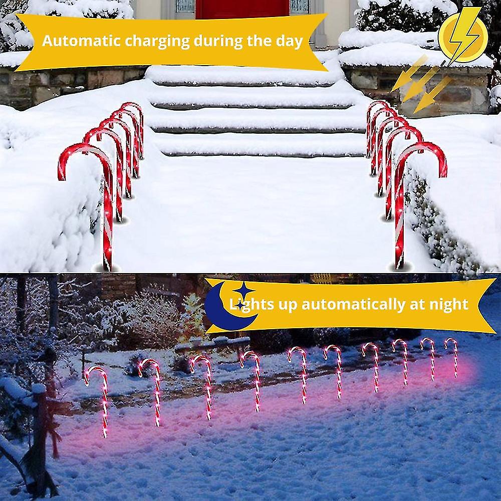 Solar Christmas Candy Cane Light Outdoor Waterproof Christmas Day Light Led Home Garden Passage Courtyard Lawn Decoration Light