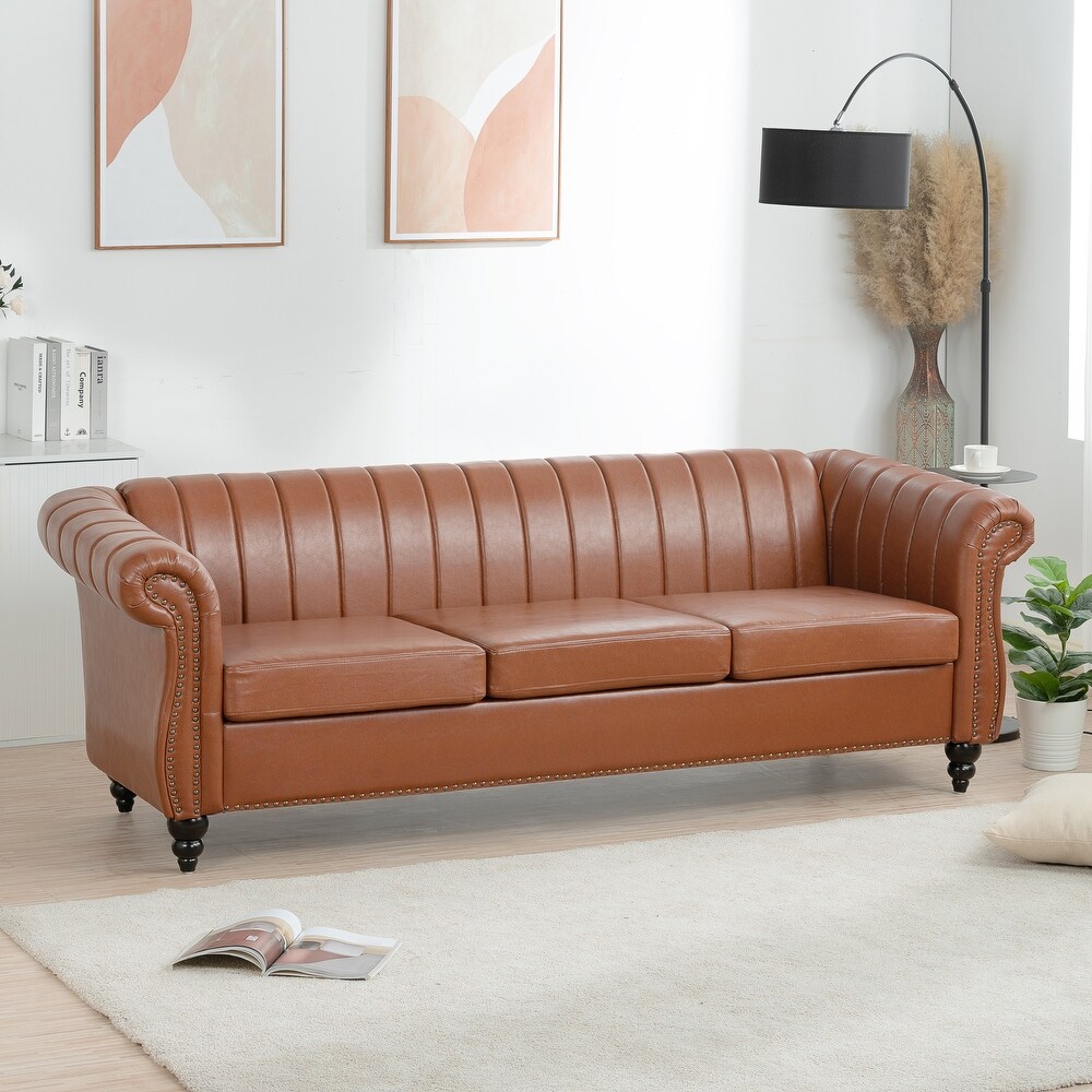 Classic PU Leather Three Seater Sofa  84\