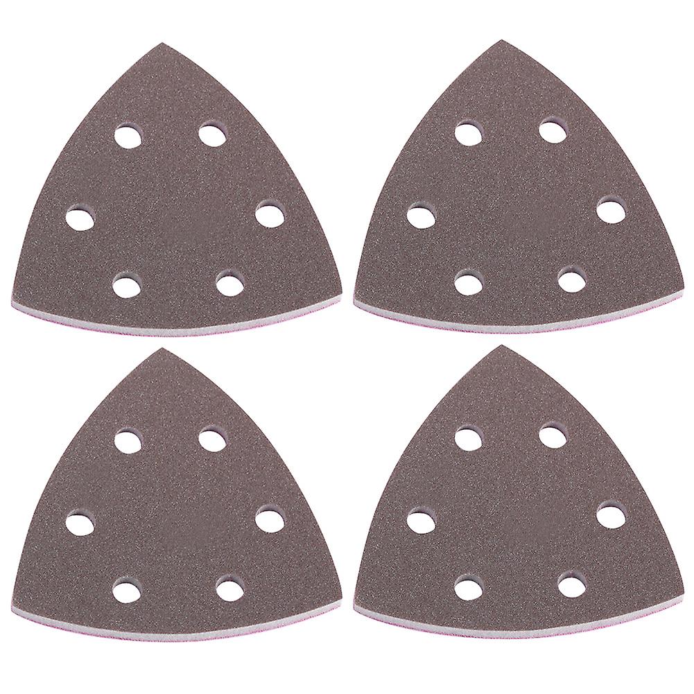 4pcs 6 Holes Triangle Sponge Sandpaper Sheets Disc Sanding Paper Polishing Tools (300-400#)