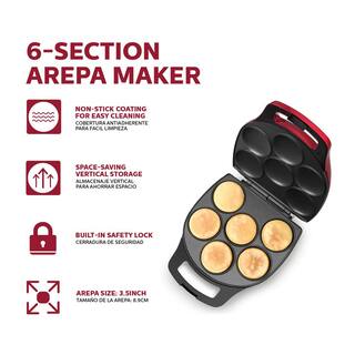 HOLSTEIN HOUSEWARES 1200-Watt Metallic Red 6-Piece Arepa Maker HH-09037017RM